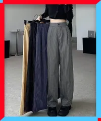 新品 ストライプワイドパンツ 春 夏 秋 ロングパンツ ストレートパンツ 黒 タックパンツ 低身長 おしゃれパンツ 大人【送料無料】