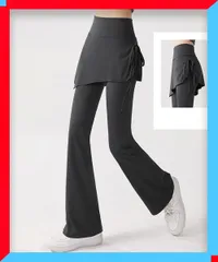 新品 ヨガパンツ スカート付き セミフレアパンツ ヨガパンツロング丈 着やせレギンス無地 ダンスゴルフパンツ【送料無料】