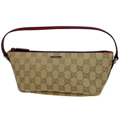 グッチ GUCCI GG柄 ハンドバッグ アクセサリーポーチ ハンドバッグ GGキャンバス ベージュ レッド 07198 レディース 【中古】