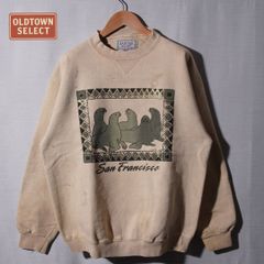 90s USA製 アニマル スウェット L相当(表記M) ベージュ フェード 雰囲気系  SANTEE サンティー ヴィンテージ Vintage サンティ ストリート アメカジ 古着 B101