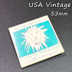 缶 バッジ　アメリカ　輸入雑貨　ビンテージ　53mm　『 リンカーンパーク動物園 』　当時物　　ヴィンテージ　バッチ　ピンバッチ　※　ノベルティー 　アドバタイジング　レトロ　昭和　( BAT1232 )