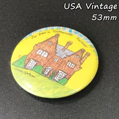 缶 バッジ　アメリカ　輸入 雑貨　ビンテージ　53mm　『 ネザーコートファーマー　農家 』　当時物　　ヴィンテージ　バッチ　ピンバッチ　ノベルティー　広告　メッセージ レトロ　　( BAT1101 )
