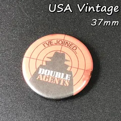 缶 バッジ　アメリカ　輸入雑貨　ビンテージ　37mm　『 ダブルエージェント 』　当時物　　ヴィンテージ　バッチ　ピンバッチ　※　ノベルティー 　アドバタイジング　レトロ　昭和　( BAT1329 )