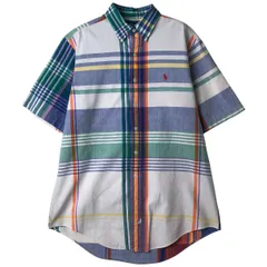 古着 ラルフローレン Ralph Lauren クレイジーパターン 半袖 ボタンダウン チェックシャツ メンズL相当/eaa611060