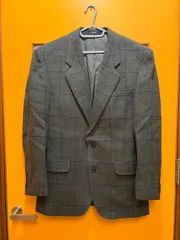 【H3-74】◇ DAKS　94A6サイズ　ウールジャケット　緑色　チェック柄