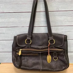 【豊】美品！ FURLA フルラ ブラウン レザー ハンドバック ロゴチャーム付き 【384MS】B11