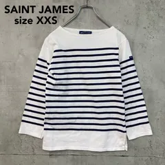 SAINT JAMES セントジェームス OUESSANT ウエッソン ボーダー バスクシャツ 長袖 カットソー ボートネック Ｔシャツ フランス製 厚手 ホワイト ネイビー カラー ロンT 定番 T0 0-36 XXS相当 ★ ■◇