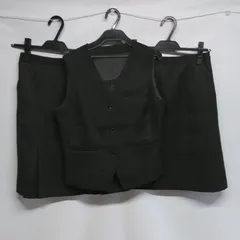 レディース スーツ ベスト スカート(スリット有) スカート(スリット無) 3点セット 黒 M  ☆KP-014☆