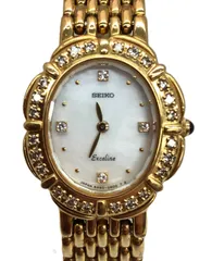 動作品　SEIKO セイコー エクセリーヌ シェル文字盤 4PD ベゼルダイヤ　 5A50-5190