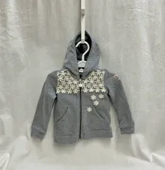 MONCLER モンクレール ベビー キッズ フード付 パーカー グレー ファスナー ロゴ ワッペン 70～80サイズ 