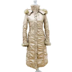 　FRAGILE　フラジール ロングダウンコート フード付 リアルファー ベージュ 36サイズ【ZK74】