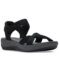 クラークス レディース シューズ サンダル Clarks Womens Clouldsteppers Arla Shore Strappy Sport Sandals Black Textile ブラック