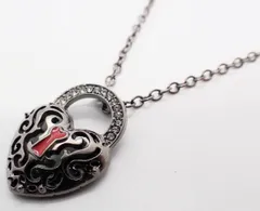 ガンメタ　ハート南京錠　ハート　鍵　ハートキー　ネックレス　ロック　パンク　ゴスロリ