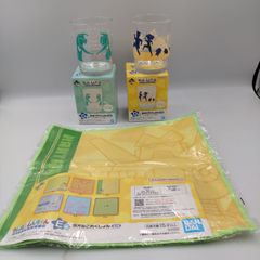 [TAKA70-69]◇ 일부 미개봉 BANDAI SPIRITS 반다이 스피릿츠 “이치반 쿠지 크레용 신짱 오라와 나카마 대집합 D상 식탁 이쪽 쿵잔 글라스(2종)·E상 타월 이것 쿠슝(1종)” 정리해 3점