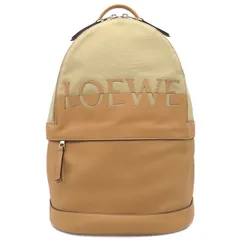 ロエベ LOEWE リュック・デイパック ロゴ  バックパック キャンバス レザー ベージュ系 シルバー金具 薄茶  B314278X013968【中古】のサムネイル