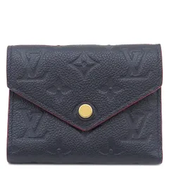 ルイヴィトン LOUIS VUITTON 三つ折り財布 ポルトフォイユ ヴィクトリーヌ モノグラムアンプラント マリーヌルージュ ゴールド金具 コンパクトウォレット 紺 赤   M64577 SP2169 【箱】【中古】