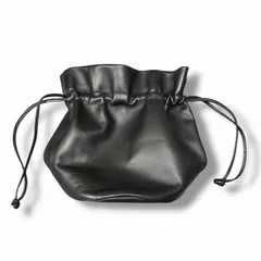 参考上代37400円 Rich I CYLINDER LEATHER PURSE BAG レザーバッグ 巾着 リッチアイ Rich I-03-10 ブラック F （8999M）