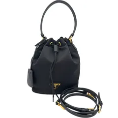 プラダ PRADA トライアングルロゴ バケットバッグ 1BE067 ブラック ナイロン レディース ハンドバッグ