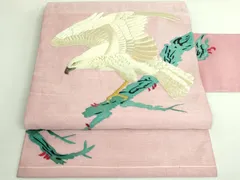 平和屋着物●極上　アンティーク　大正ロマン　九寸名古屋帯　総手刺繍　鷲　金糸　逸品　DZAB4252kh6