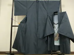 平和屋着物●極上　男性　紬　アンサンブル　キングサイズ　濃い藍鉄色　逸品　DZAB4316kh6