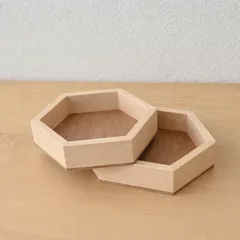 木製 六角トレイ 約17cm 小物入れ アクセサリー収納 北欧インテリア デスク収納 2個