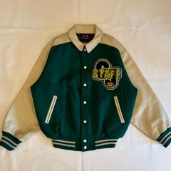 非売品 VAN JACKET スタジャン 袖レザー ワッペン 襟付 スタッフ 緑