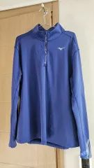 (新品) ミズノ ブルー 起毛 ハーフネック 長袖Tシャツ