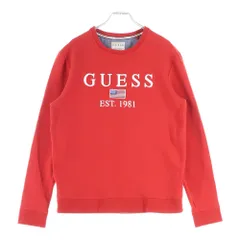 GUESS (ゲス) GUESS 19AW ELWIN LOGO FLEECE SWEAT M93Q23K6ZS0 スウェットトレーナー レッド