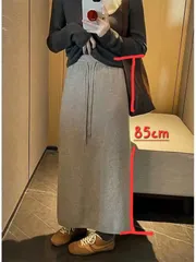 春新商品)ウエストゴム紐ニットスカート938