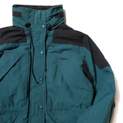 90's LLビーン シンサレートライニング ナイロン マウンテンパーカー (WOMENS PETITE M) 黒×緑 中綿 ナイロンジャケット オールド LLBean アメリカ古着 USED ビンテージ ヴィンテージ