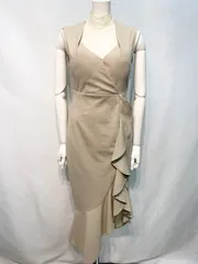 2229 DAZZY デイジー　キャバクラ　ドレス　ロング　レース　ノースリーブ　伸縮性　ドレープ　フリル　キャバドレス　M