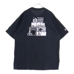 NO BRAND (ノーブランド) GIRL ラジカセ 両面プリント クルーネック 半袖 Tシャツ カットソー ブラック