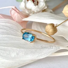 天然石 ロンドンブルートパーズ オーバル ファセットカット リング ゴールド シルバー silver925 指輪 天然石アクセサリー 11月誕生石