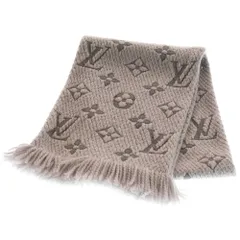 LOUIS VUITTON (ルイヴィトン) エシャルプ ロゴマニア グリペルル ウール マフラー ストール グレー レディース M74742