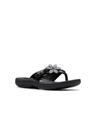 クラークス レディース シューズ サンダル Clarks Cloudsteppers Womens Breeze Opal SlipOn Sandals Black Patent ブラック