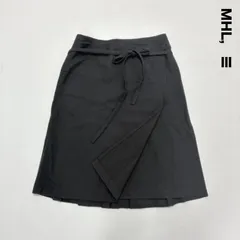 MHL, マーガレットハウエル☆ラップリーツスカート 3 ネイビー アシンメトリー ウール