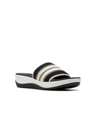 クラークス レディース シューズ サンダル Clarks Cloudsteppers Womens Arla Hollis SlipOn Flat Sandals Black Combi Textile ブラック