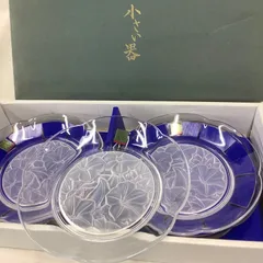 未使用】HOYA   クリスタルガラス皿　5枚　15センチ　花模様　T069