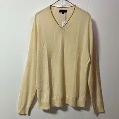 【タグ付き 未使用品】【訳アリ】Paul Smith ポールスミス Vネック セーター L  ウール100％ 薄手 アイボリー 　　T-14