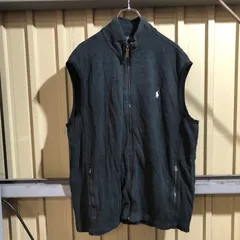1786 POLO RALPH LAUREN トレーナーベスト ブラック XL ポロラルフローレン フルジップ ワンポイント 刺繍ロゴ ポロポニー スウェット 古着卸 アメリカ仕入
