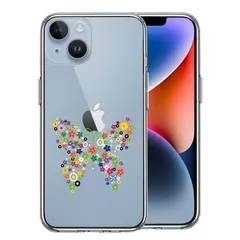iPhone14 ケース クリア カラフル 蝶々 スマホケース 側面ソフト 背面ハード ハイブリッド 