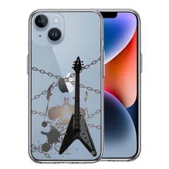 iPhone14 ケース クリア エレキギター スカル スマホケース 側面ソフト 背面ハード ハイブリッド 