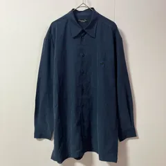 Christian Dior Monsieur クリスチャンディオール 長袖 シャツ M ネイビー レーヨン混　　　T-16