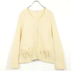 ピンクハウス★たっぷりフラワーモチーフとレースデザインが素敵♪ ニットカーディガン クリーム色系 z17720