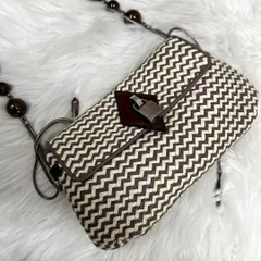 MARC JACOBS マークジェイコブス レザーショルダーバッグ 装飾イントレチャートフラップバック 革鞄 ホワイト グレー ブラウン