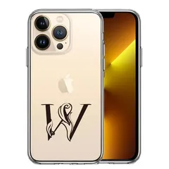 iPhone13Pro ケース クリア アルファベット 【W】 スマホケース 側面ソフト 背面ハード ハイブリッド 