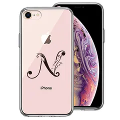 iPhone8 ケース クリア アルファベット 【N】 スマホケース 側面ソフト 背面ハード ハイブリッド 