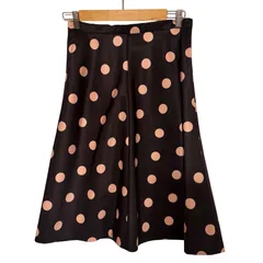  RED VALENTINO（レッド ヴァレンティノ）ポルカドット柄フレアスカート ブラック ピンク エレガント Aラインシルエット【DD133】