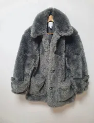 H&M エイチ・アンド・エム グレー オーバーサイズ ファー ジャケット
