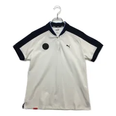 中古 レディース プーマ PUMA 半袖ポロシャツ XL 白×紺 ホワイト×ネイビー ステルスカラー